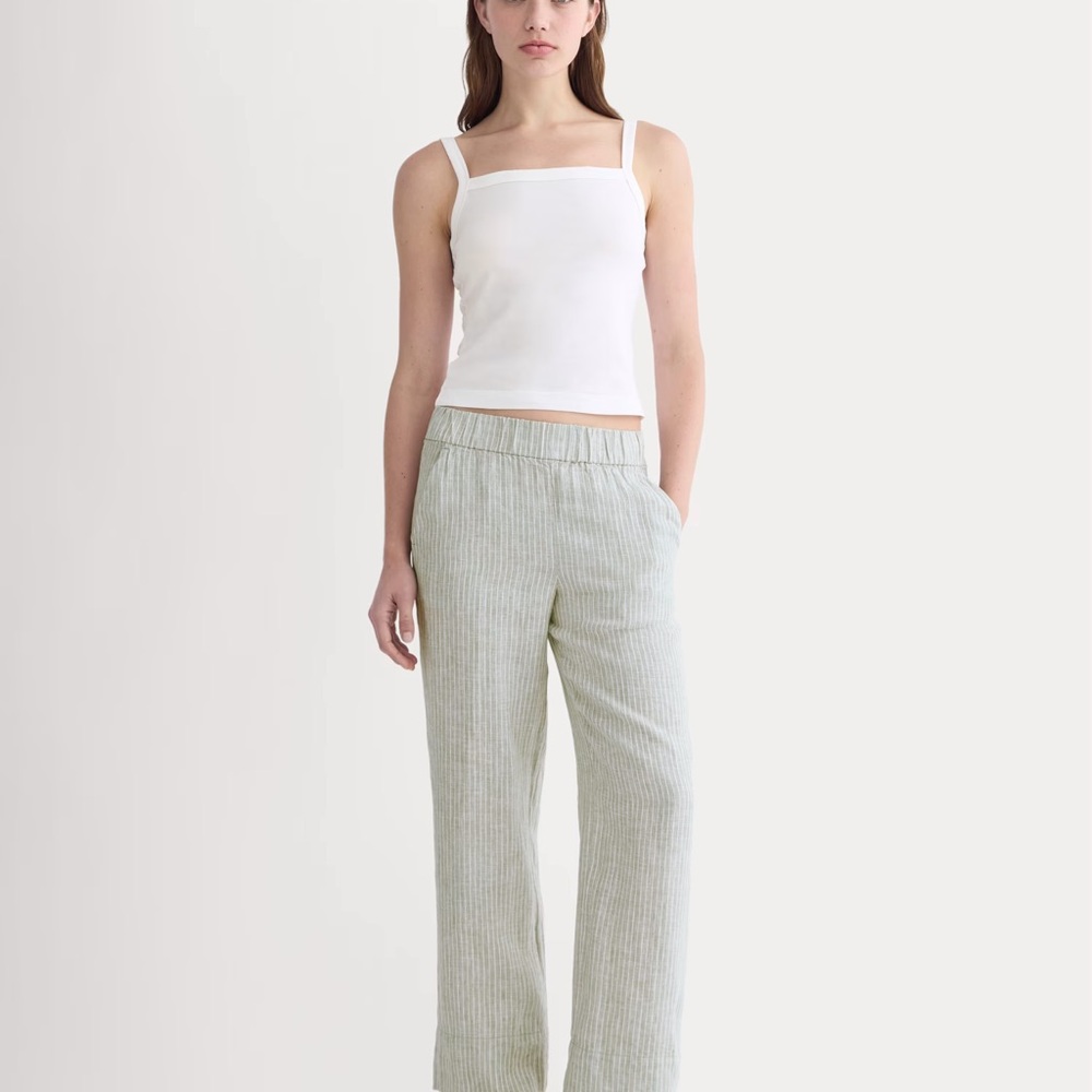 Everlane Light Grey Striped Linen Pants New with Tag